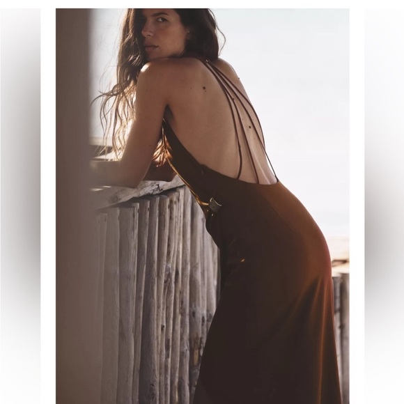 Zara Brown Backless Halter Dress - Picture 10 of 13